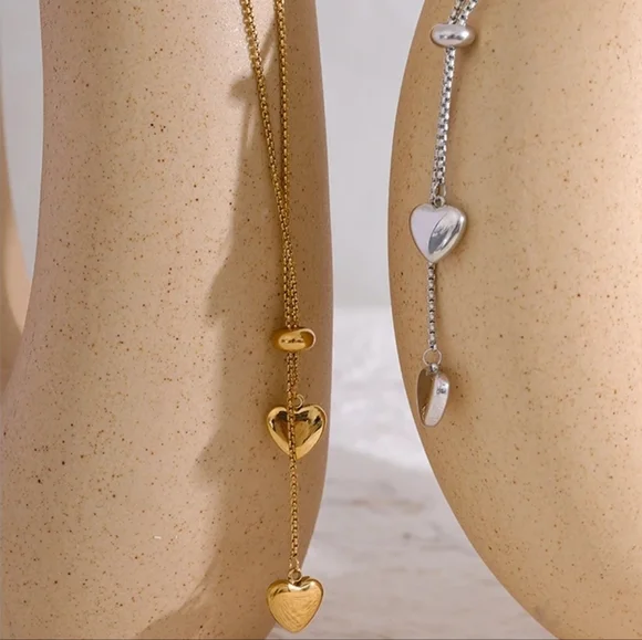 Heart Long Pendant Pull-Out Necklace - Picture 4 of 9